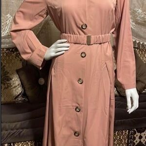 Elegant Pink Button-Down Dress/Turkish abaya sizes S/M